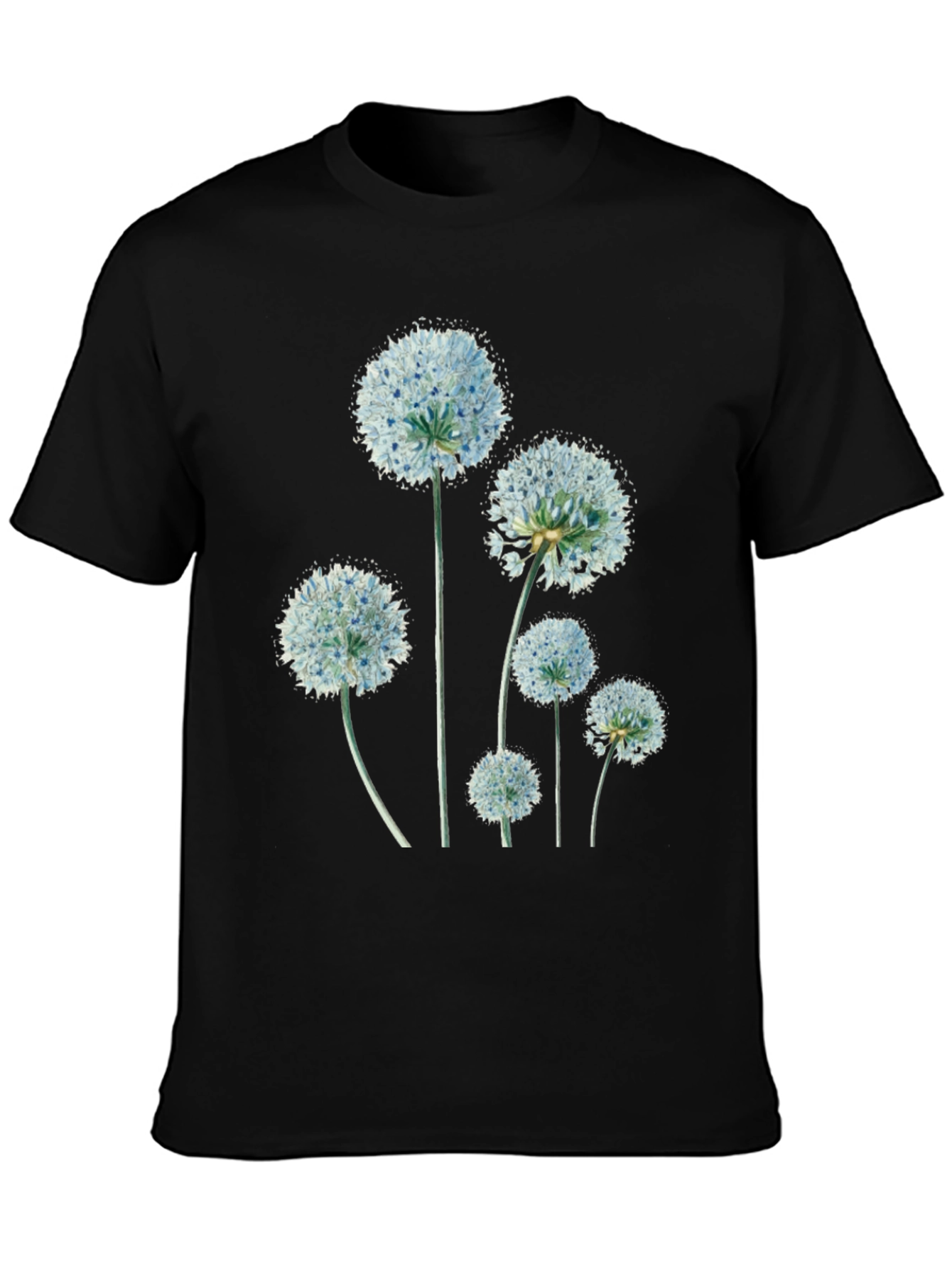Floral Print Black Crew Neck T-Shirt