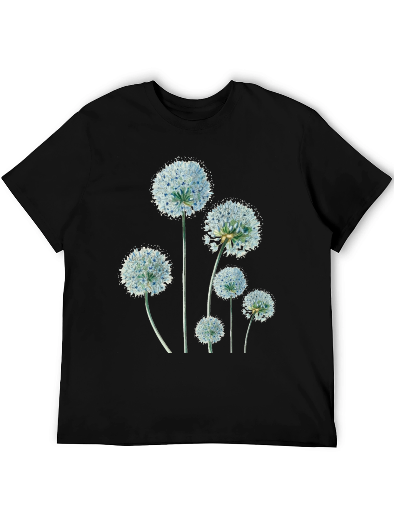 Floral Print Black Crew Neck T-Shirt