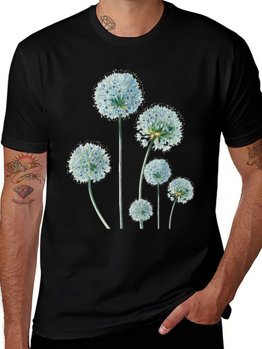 Floral Print Black Crew Neck T-Shirt