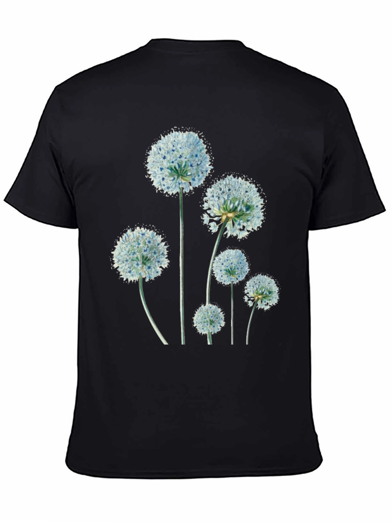 Floral Print Black Crew Neck T-Shirt