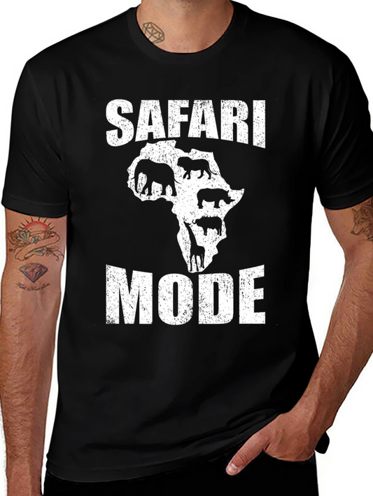 Safari Mode Graphic T-Shirt - Black Cotton Tee