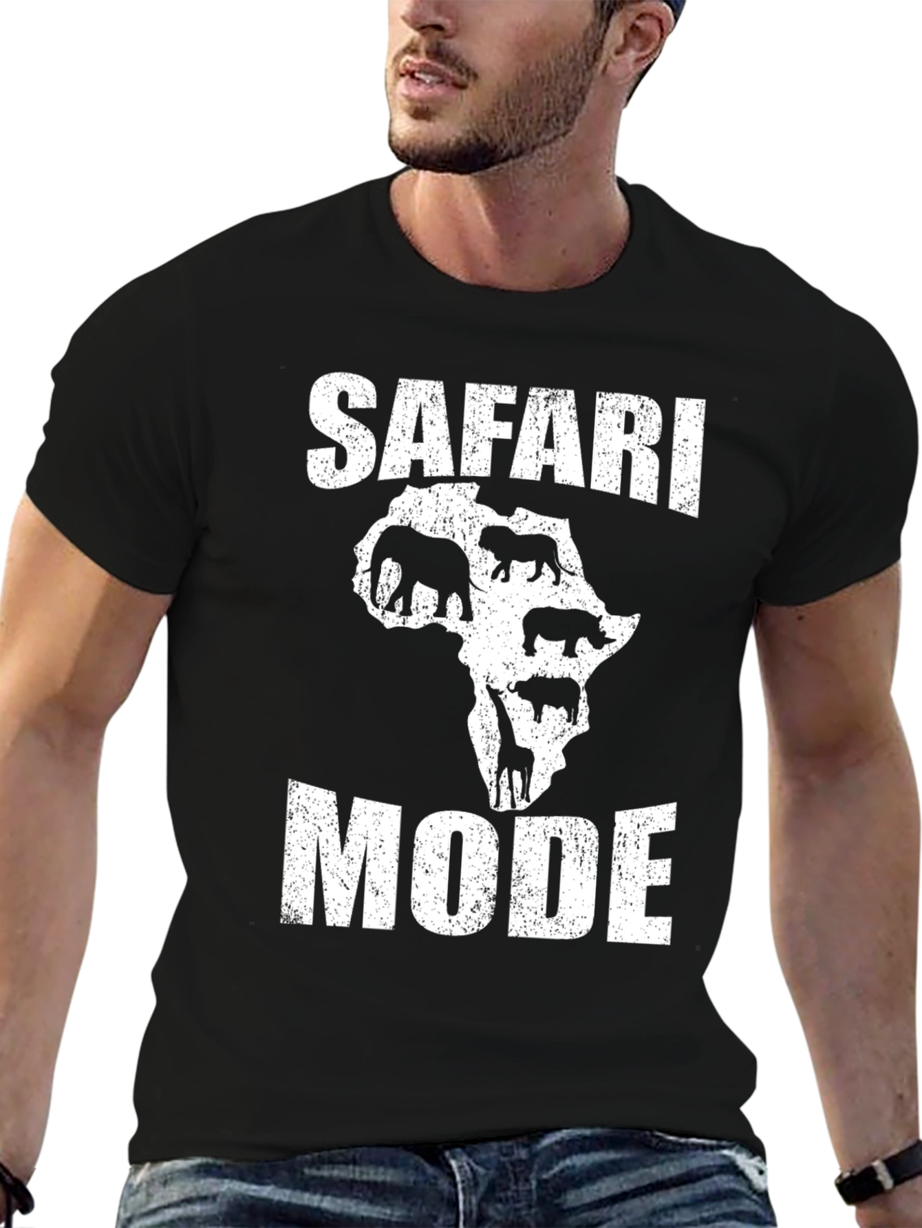 Safari Mode Graphic T-Shirt - Black Cotton Tee