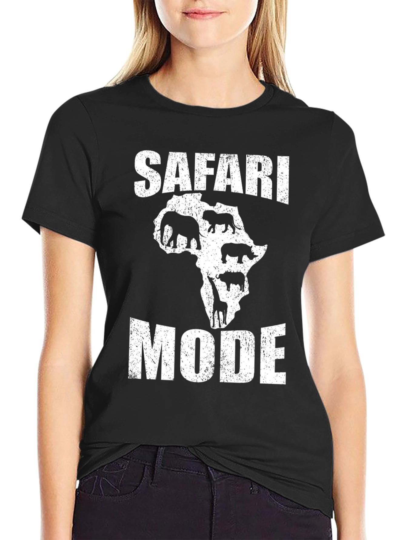 Safari Mode Graphic T-Shirt - Black Cotton Tee