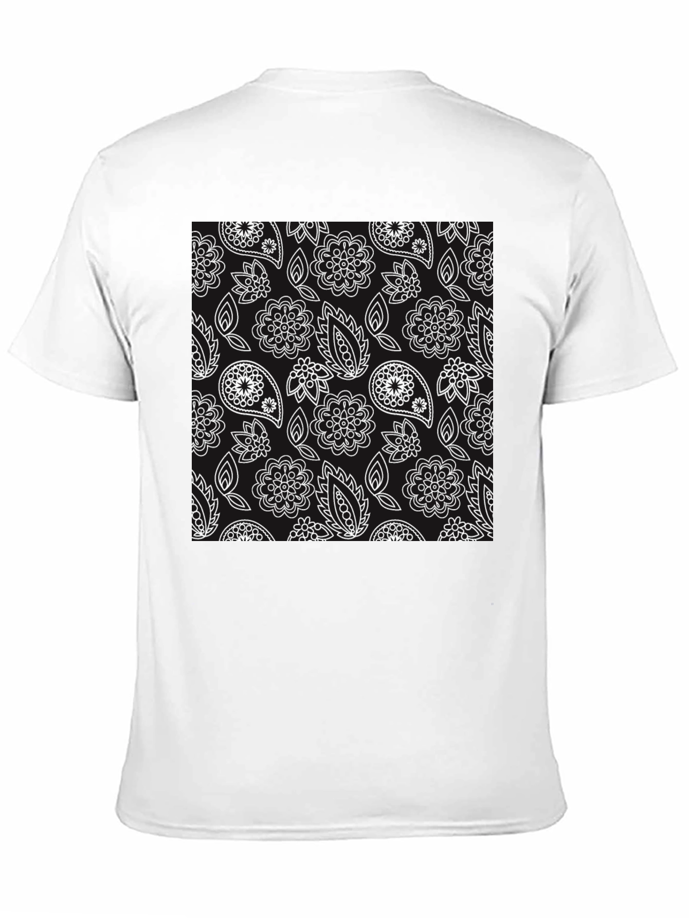 Floral Paisley Patterned Black T-Shirt
