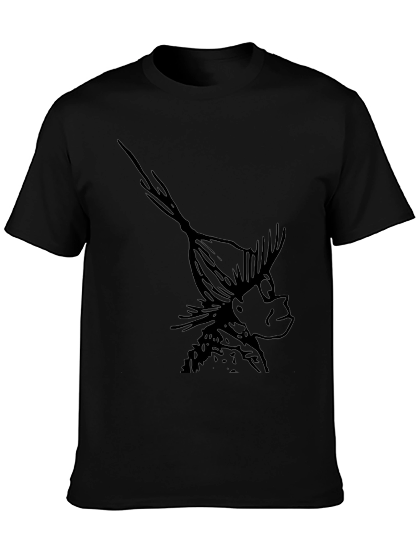 Black T-Shirt with Whimsical Character Print