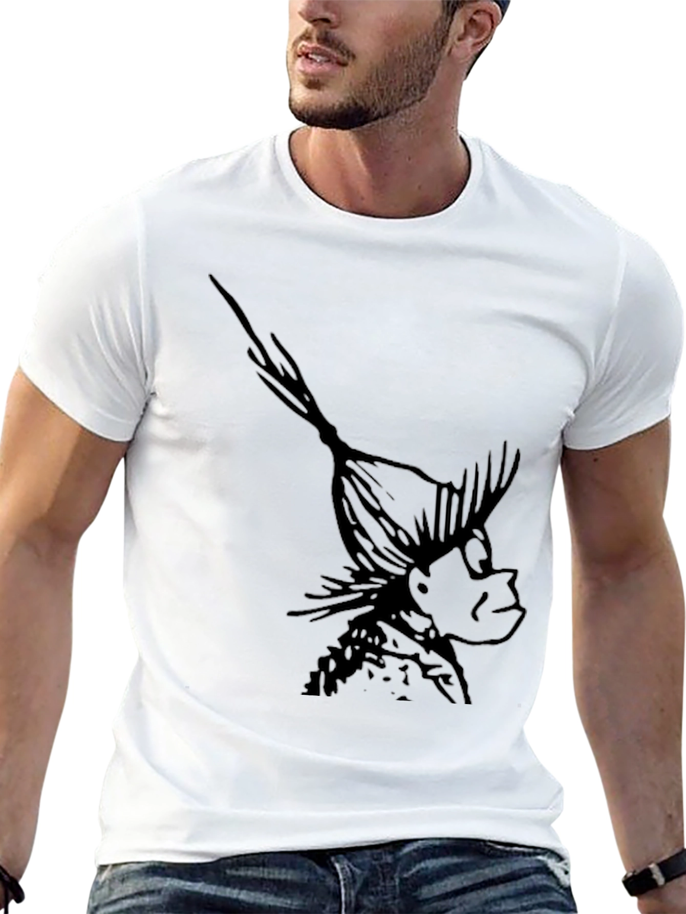 Black T-Shirt with Whimsical Character Print