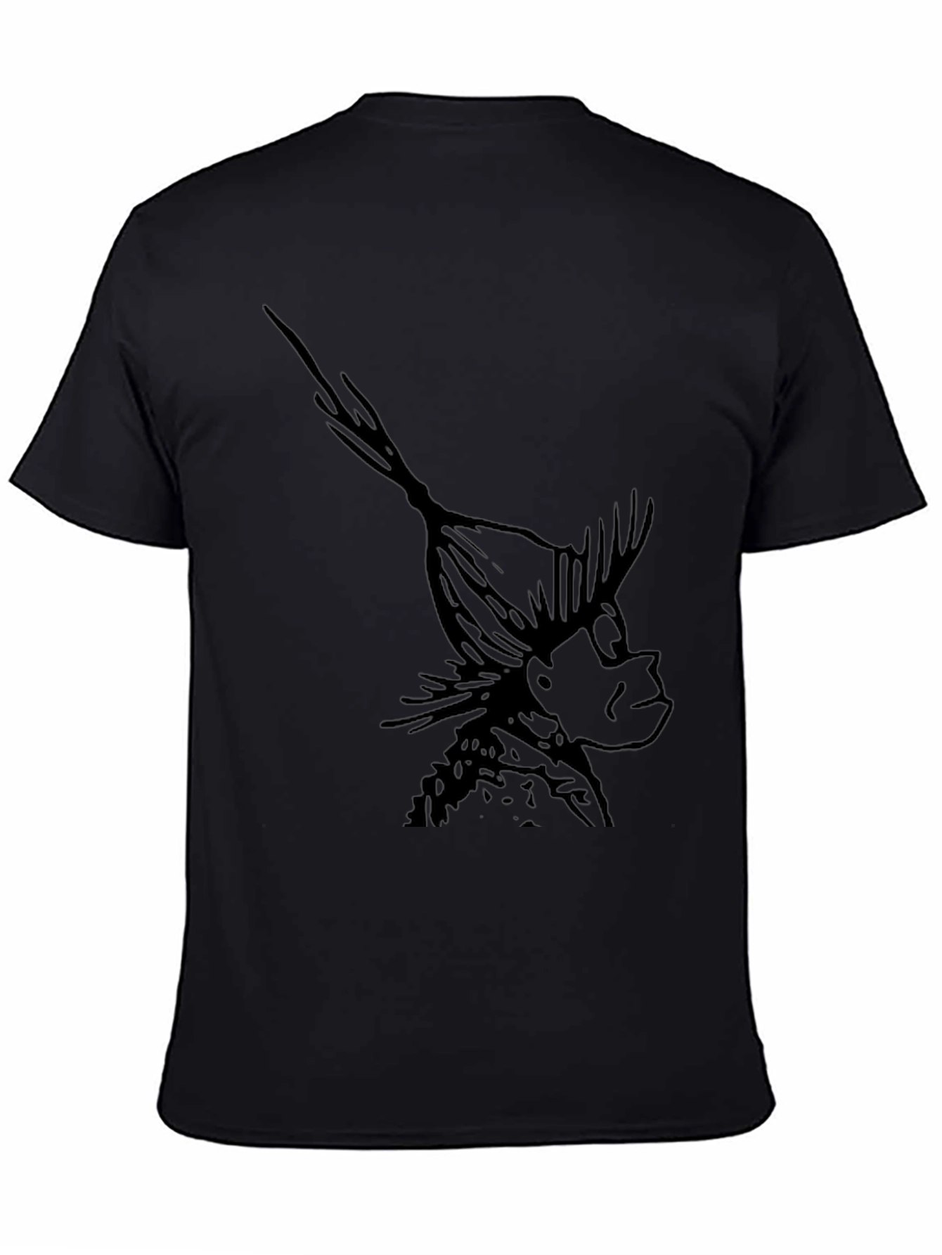 Black T-Shirt with Whimsical Character Print