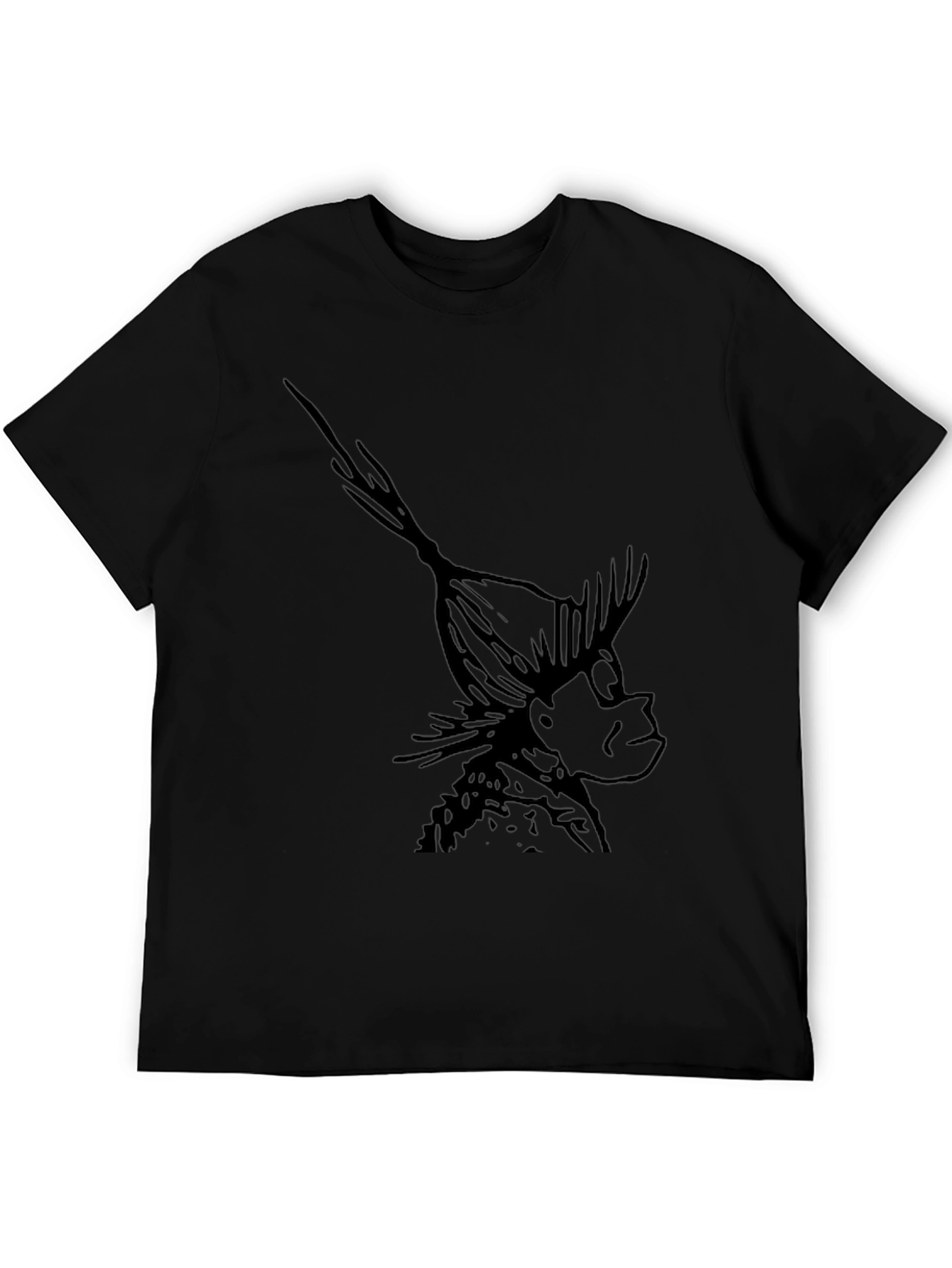 Black T-Shirt with Whimsical Character Print