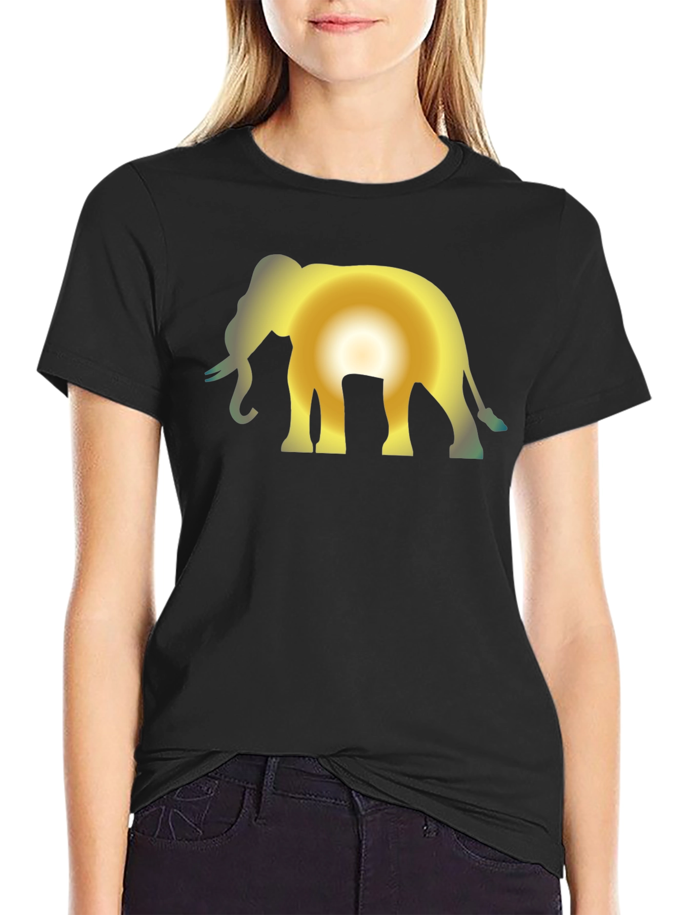 Elephant Sunset Black T-Shirt
