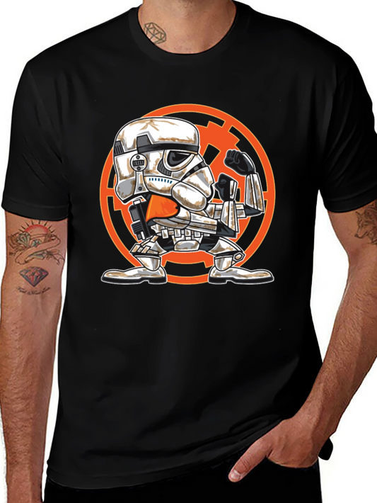 Stormtrooper Cartoon Graphic T-Shirt - Black