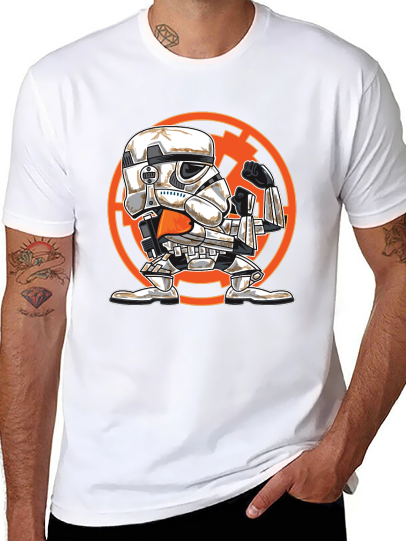 Stormtrooper Cartoon Graphic T-Shirt - Black