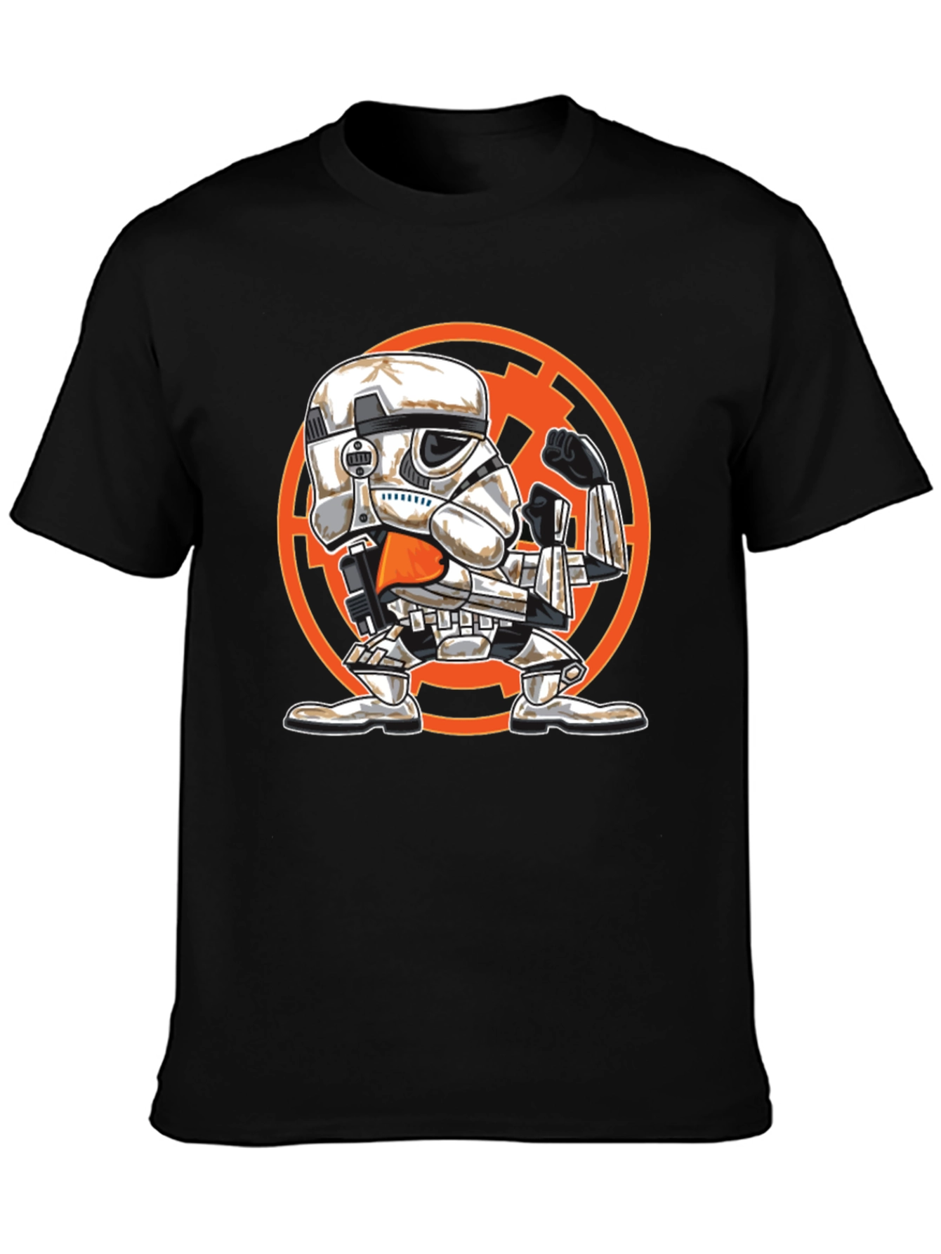 Stormtrooper Cartoon Graphic T-Shirt - Black