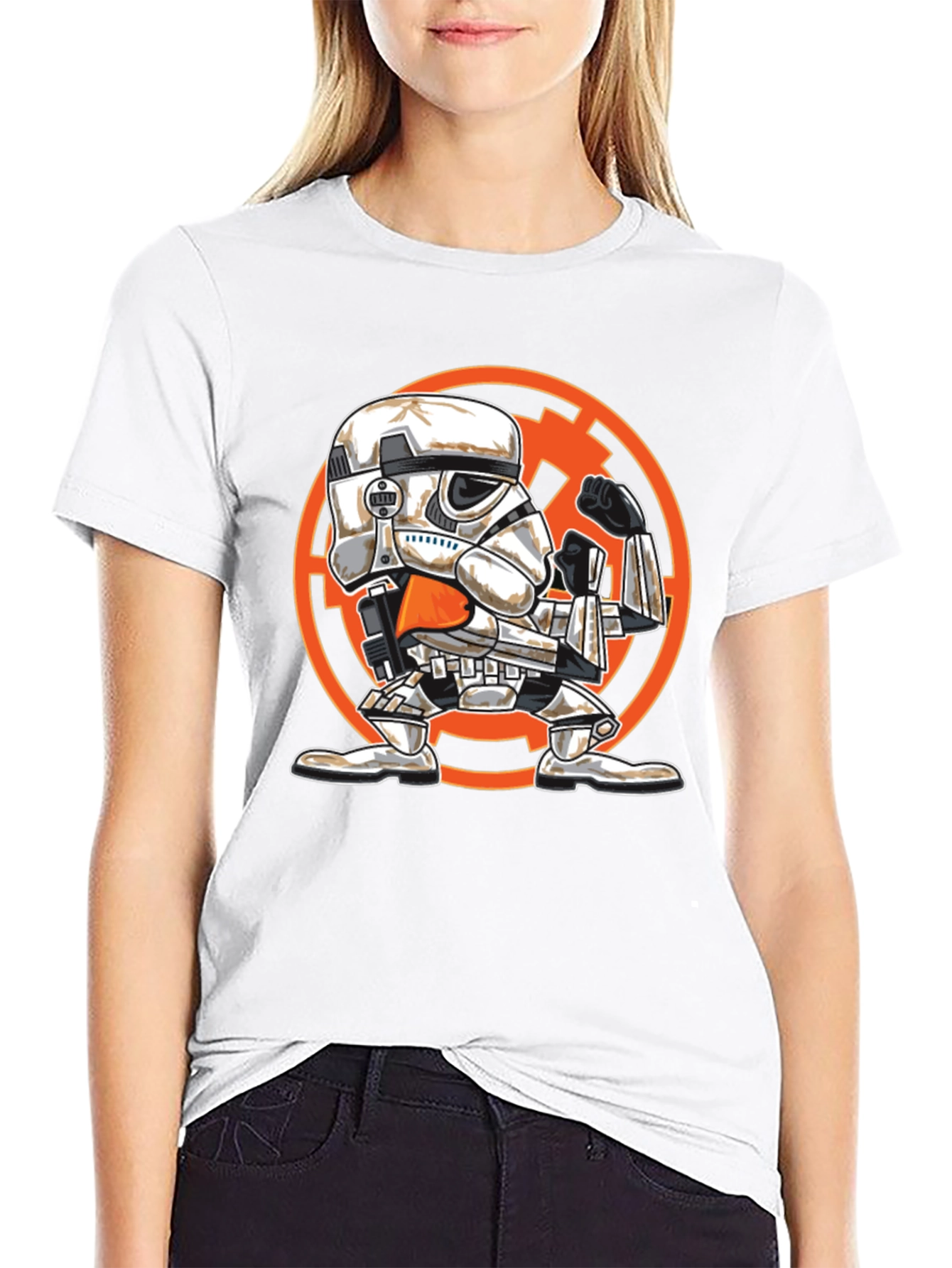 Stormtrooper Cartoon Graphic T-Shirt - Black