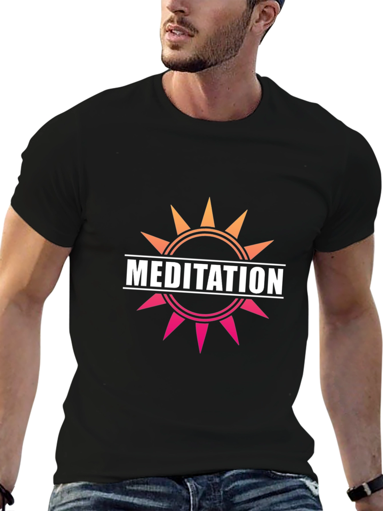 Meditation Sun Graphic Tee - Unisex Black T-Shirt