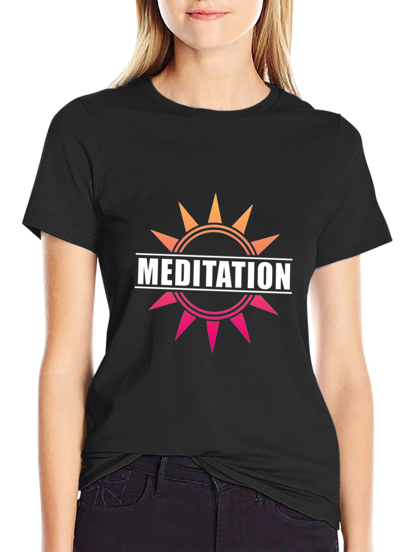 Meditation Sun Graphic Tee - Unisex Black T-Shirt