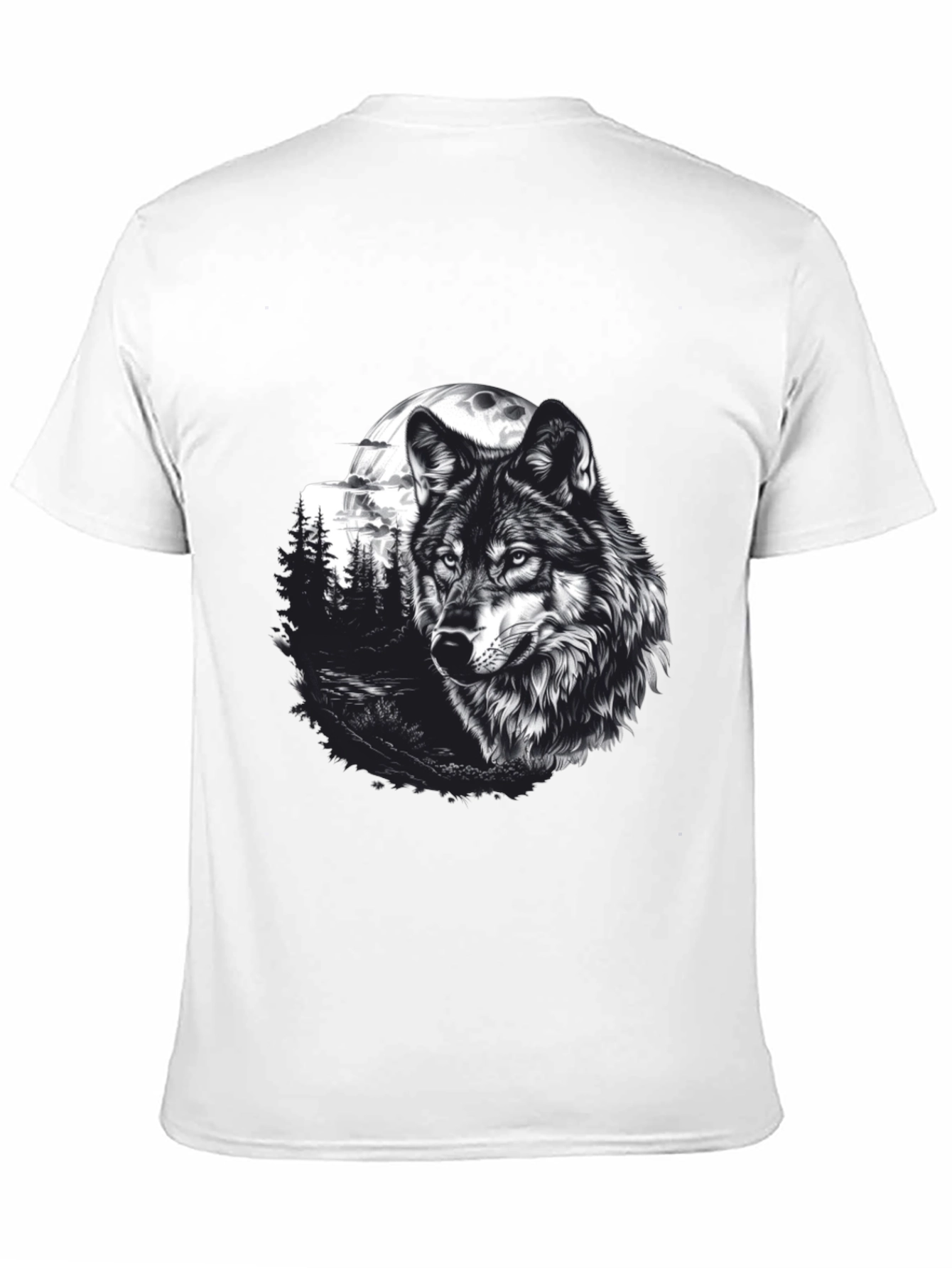 Wolf Moon Graphic Tee - Black Cotton T-Shirt