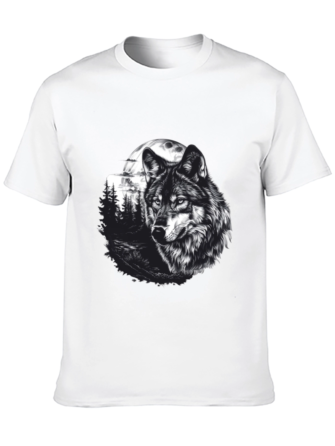 Wolf Moon Graphic Tee - Black Cotton T-Shirt