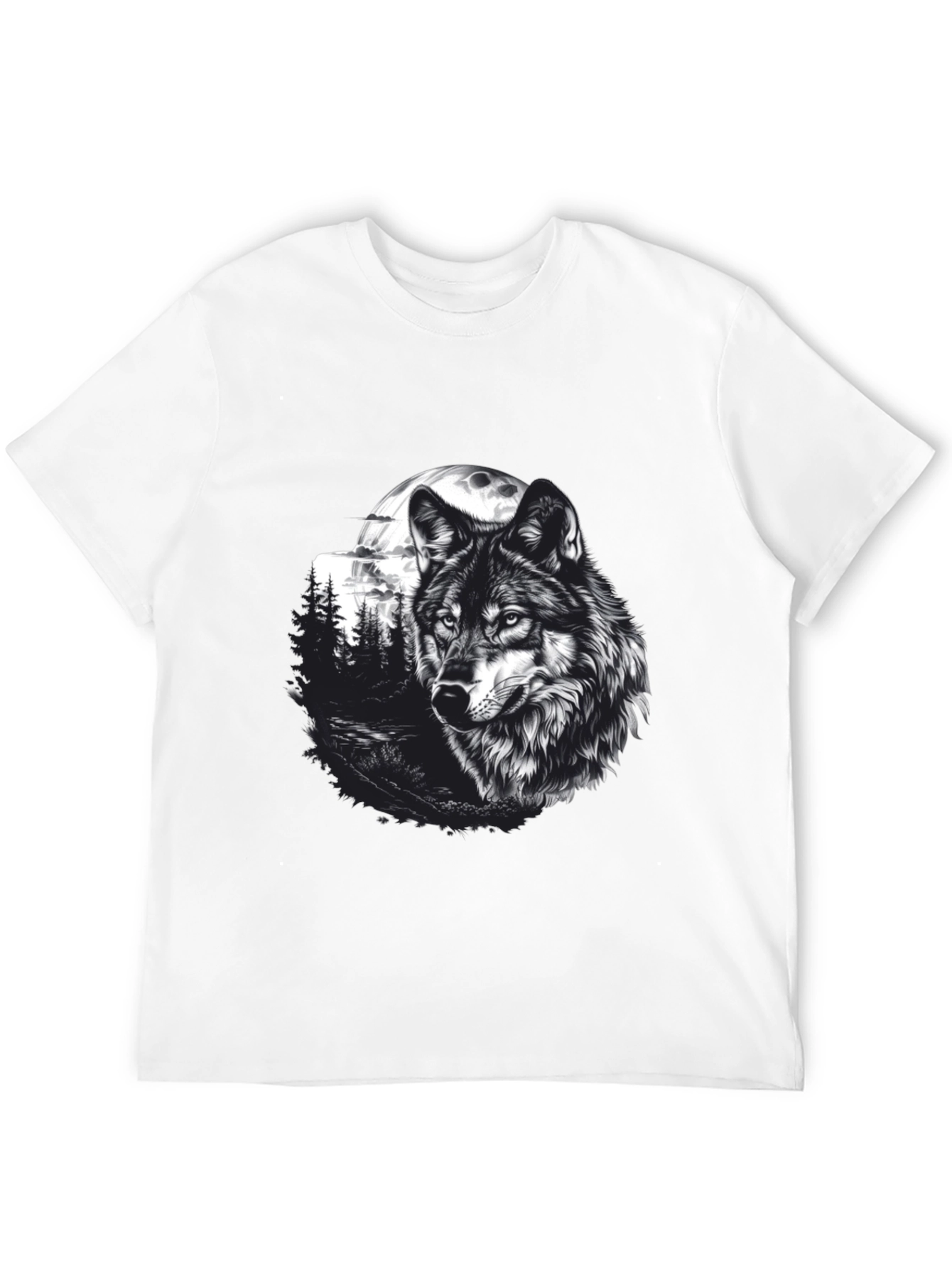 Wolf Moon Graphic Tee - Black Cotton T-Shirt