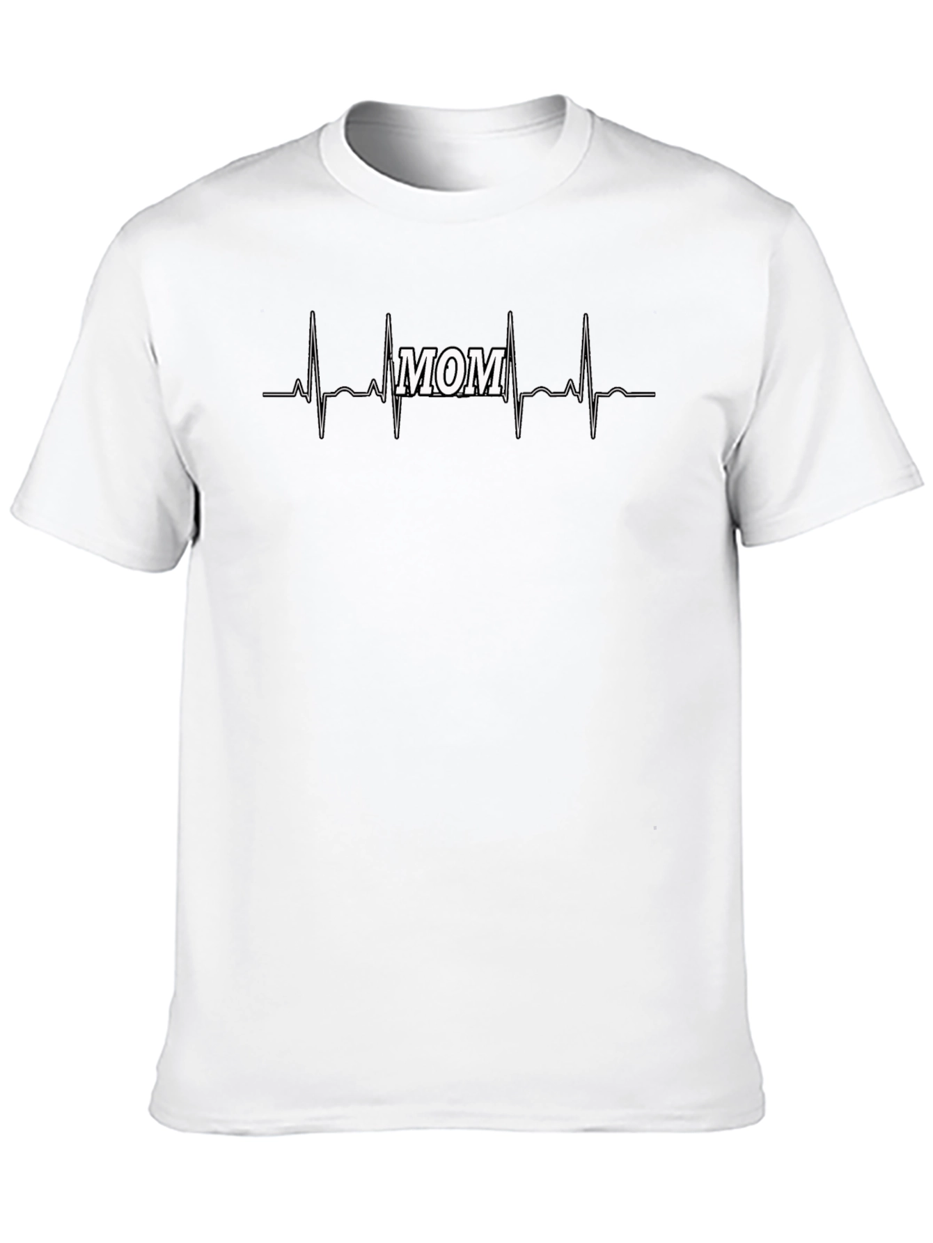 Mom Life Heartbeat T-Shirt - Black Crew Neck