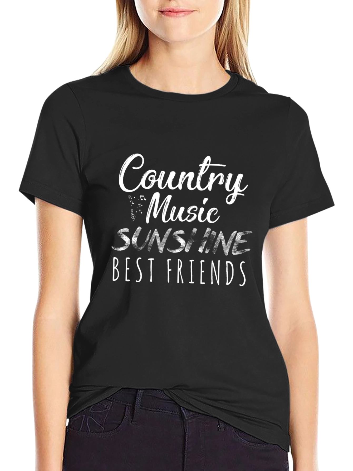Country Music Sunshine & Best Friends Black Tee