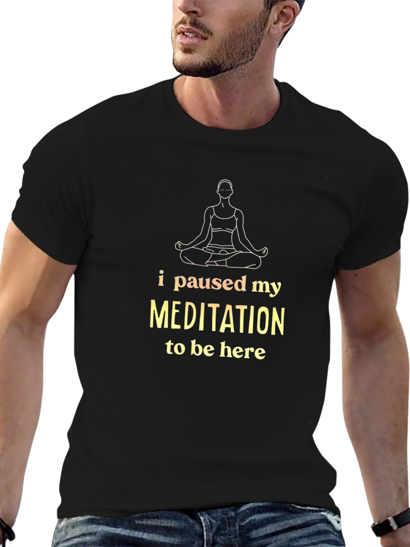 Meditation Pause Black T-Shirt