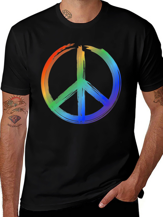 Rainbow Peace Sign Black T-Shirt