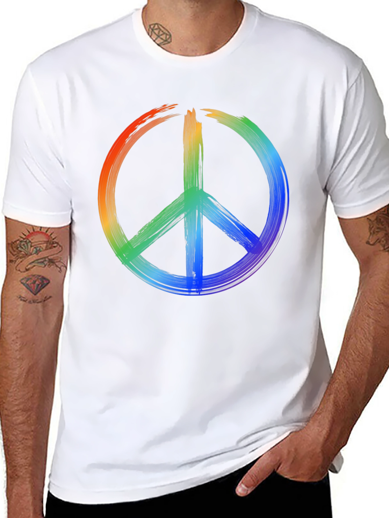 Rainbow Peace Sign Black T-Shirt