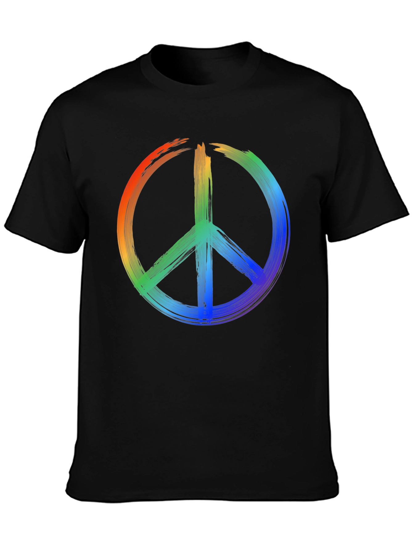 Rainbow Peace Sign Black T-Shirt
