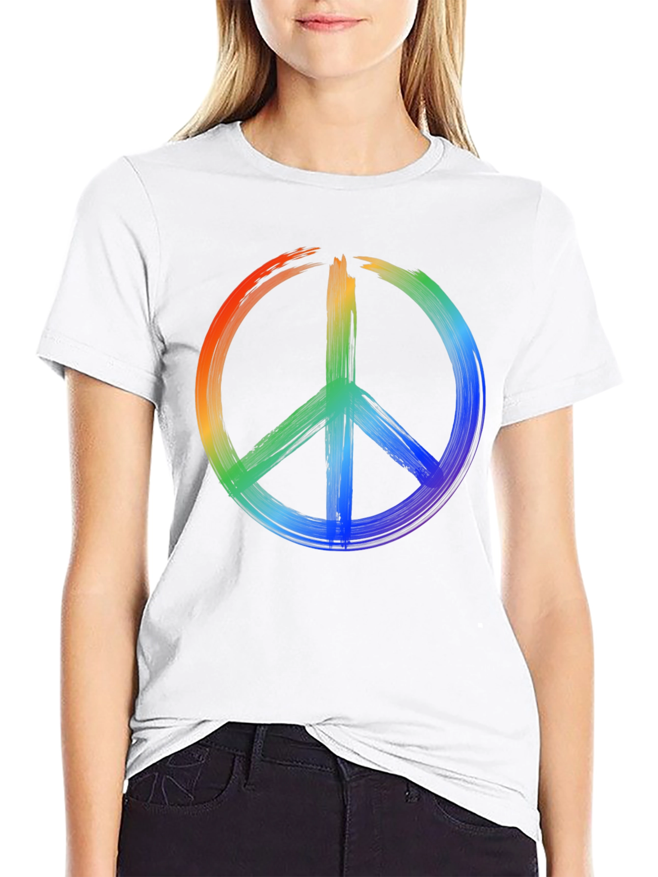 Rainbow Peace Sign Black T-Shirt