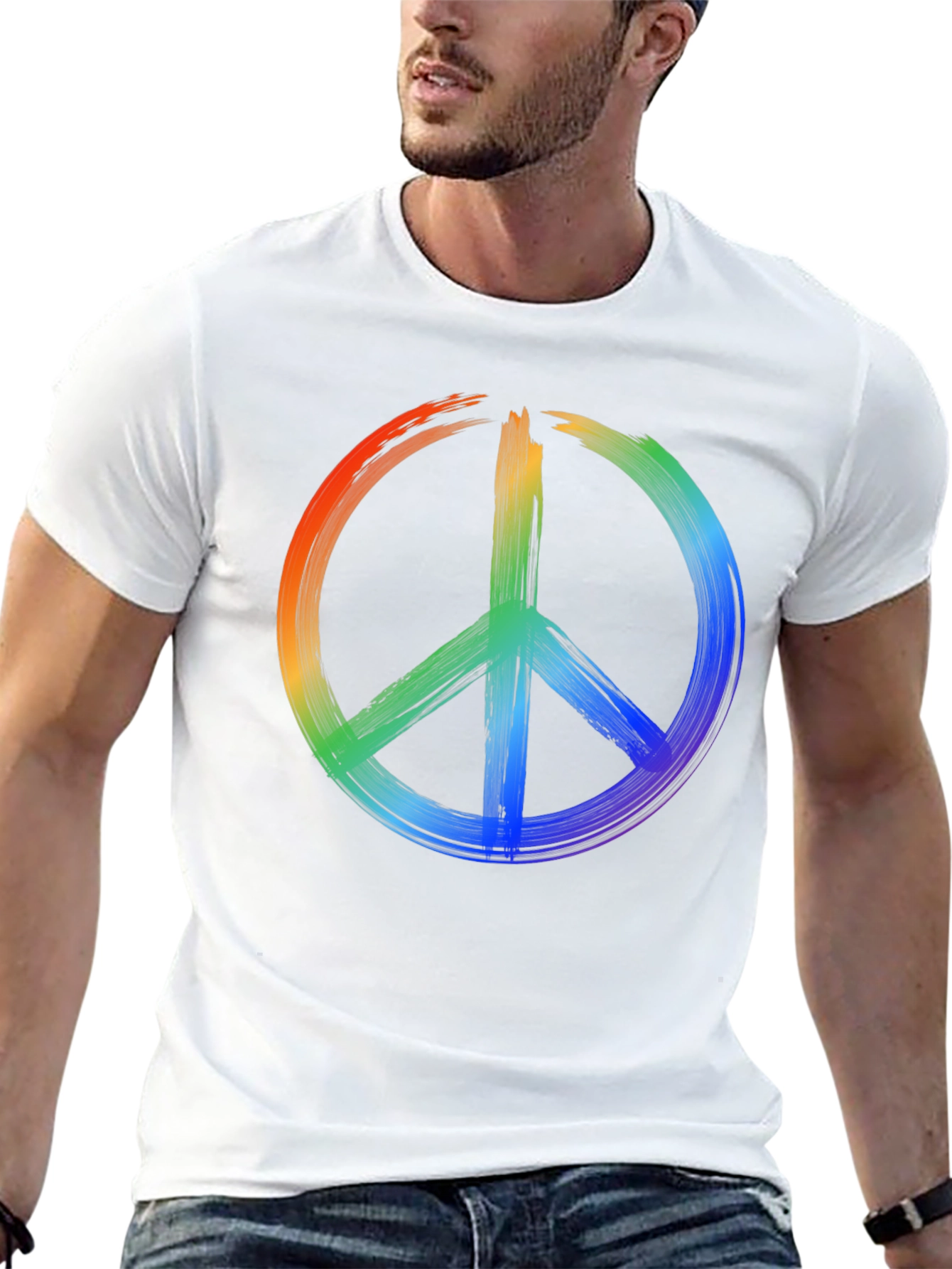 Rainbow Peace Sign Black T-Shirt