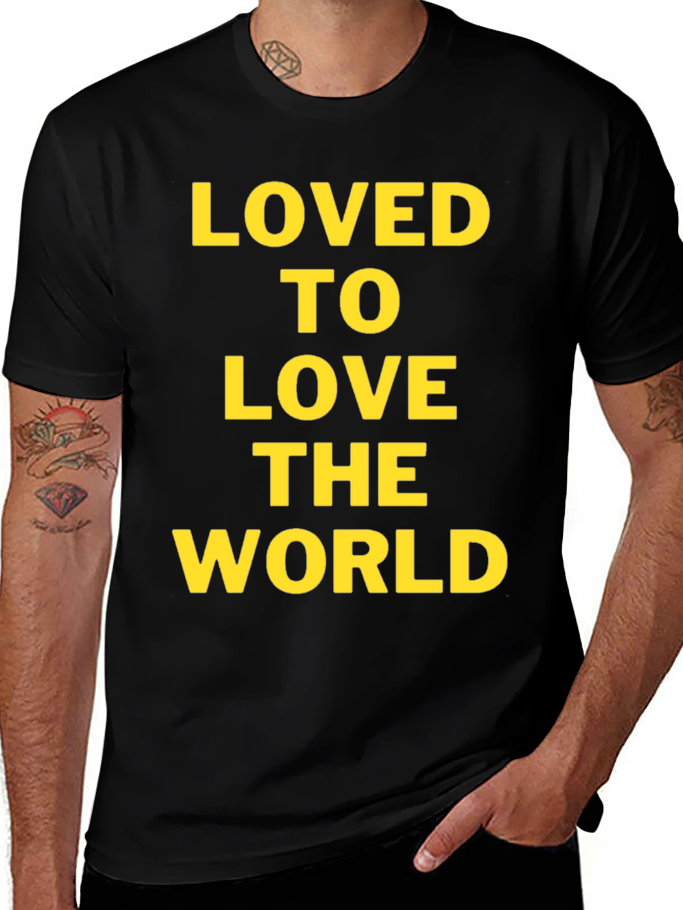 Loved to Love the World Black Graphic T-Shirt