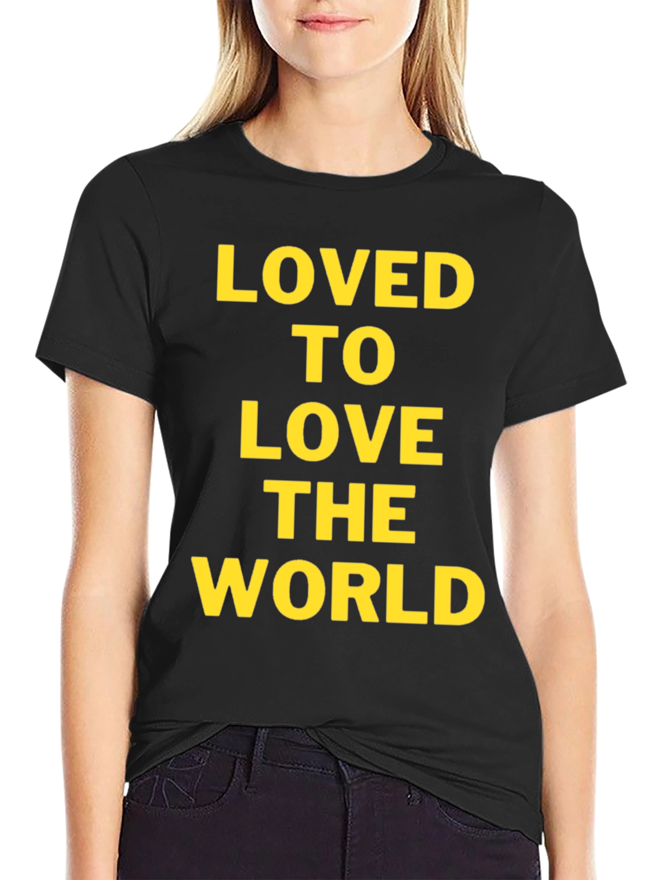 Loved to Love the World Black Graphic T-Shirt