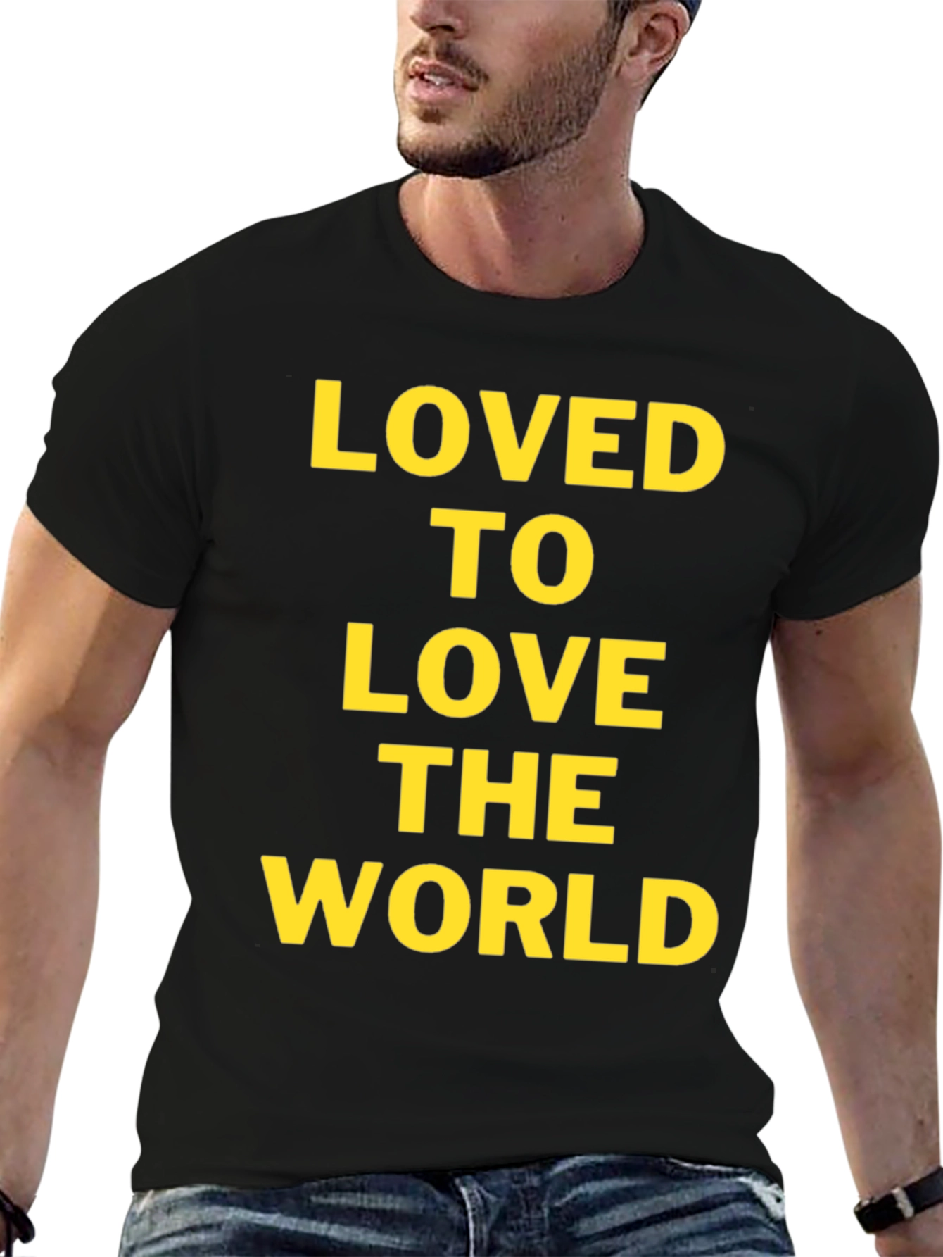 Loved to Love the World Black Graphic T-Shirt