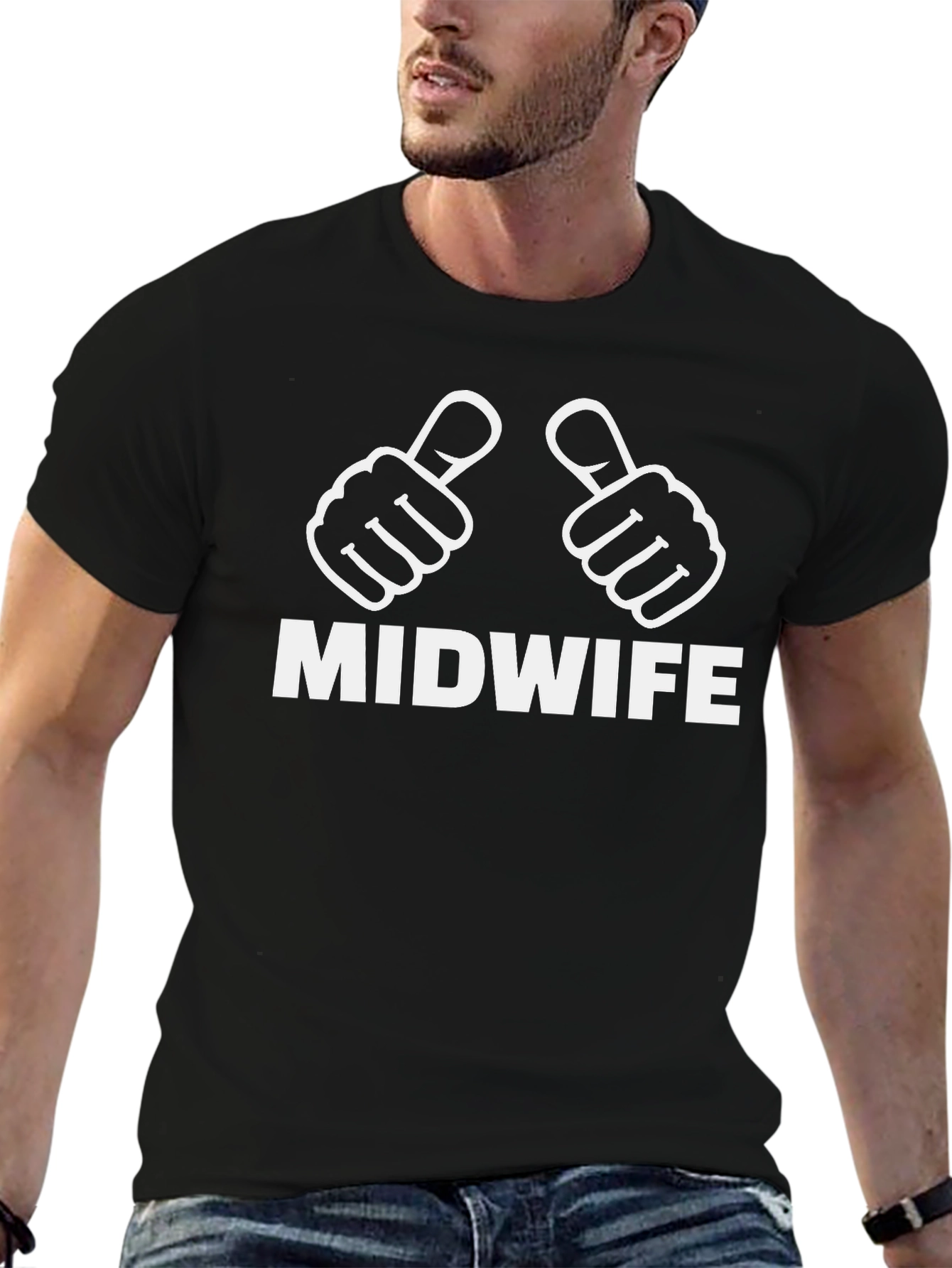 Midwife Thumbs Up Black T-Shirt
