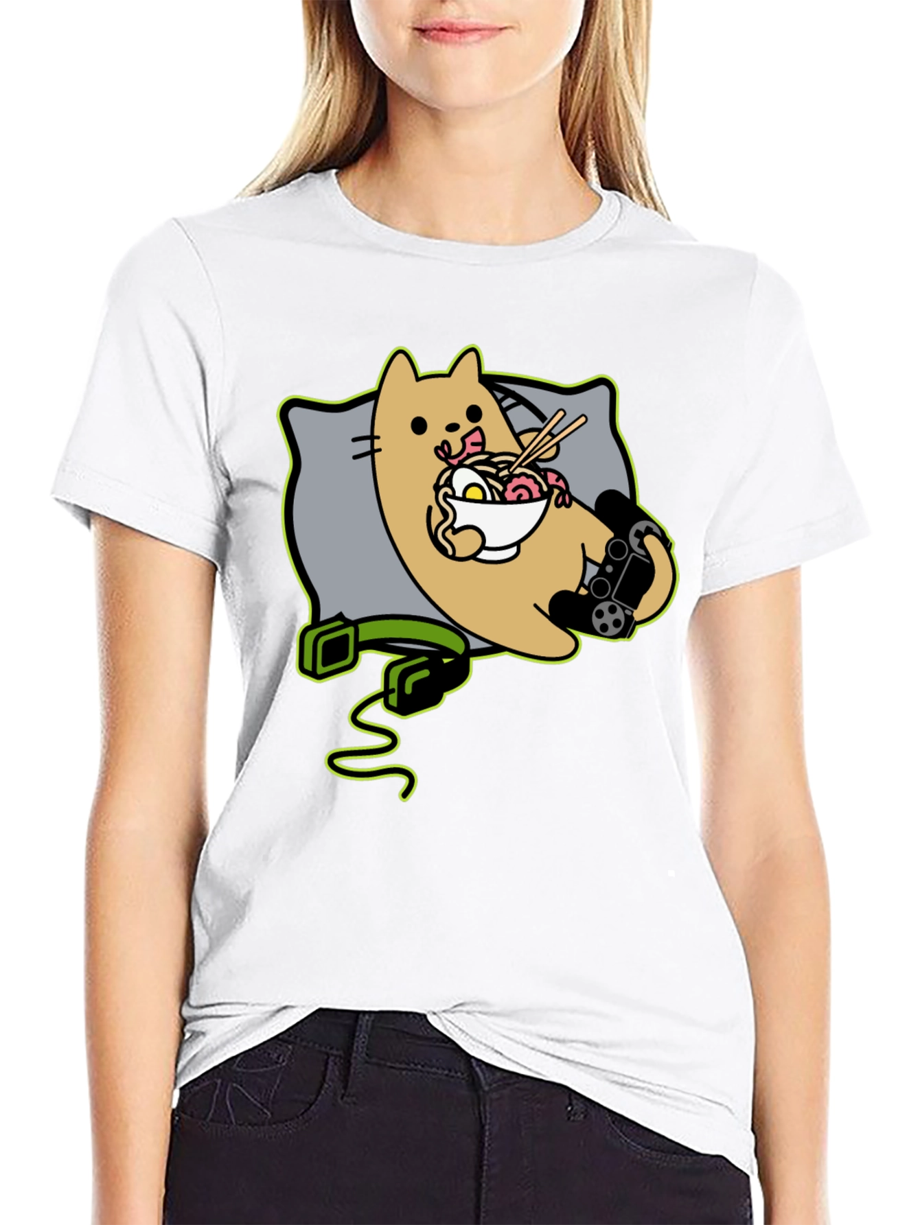Gamer Cat Ramen T-Shirt