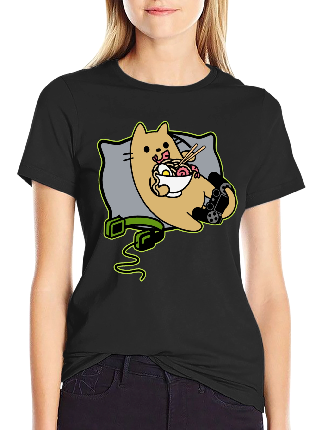 Gamer Cat Ramen T-Shirt