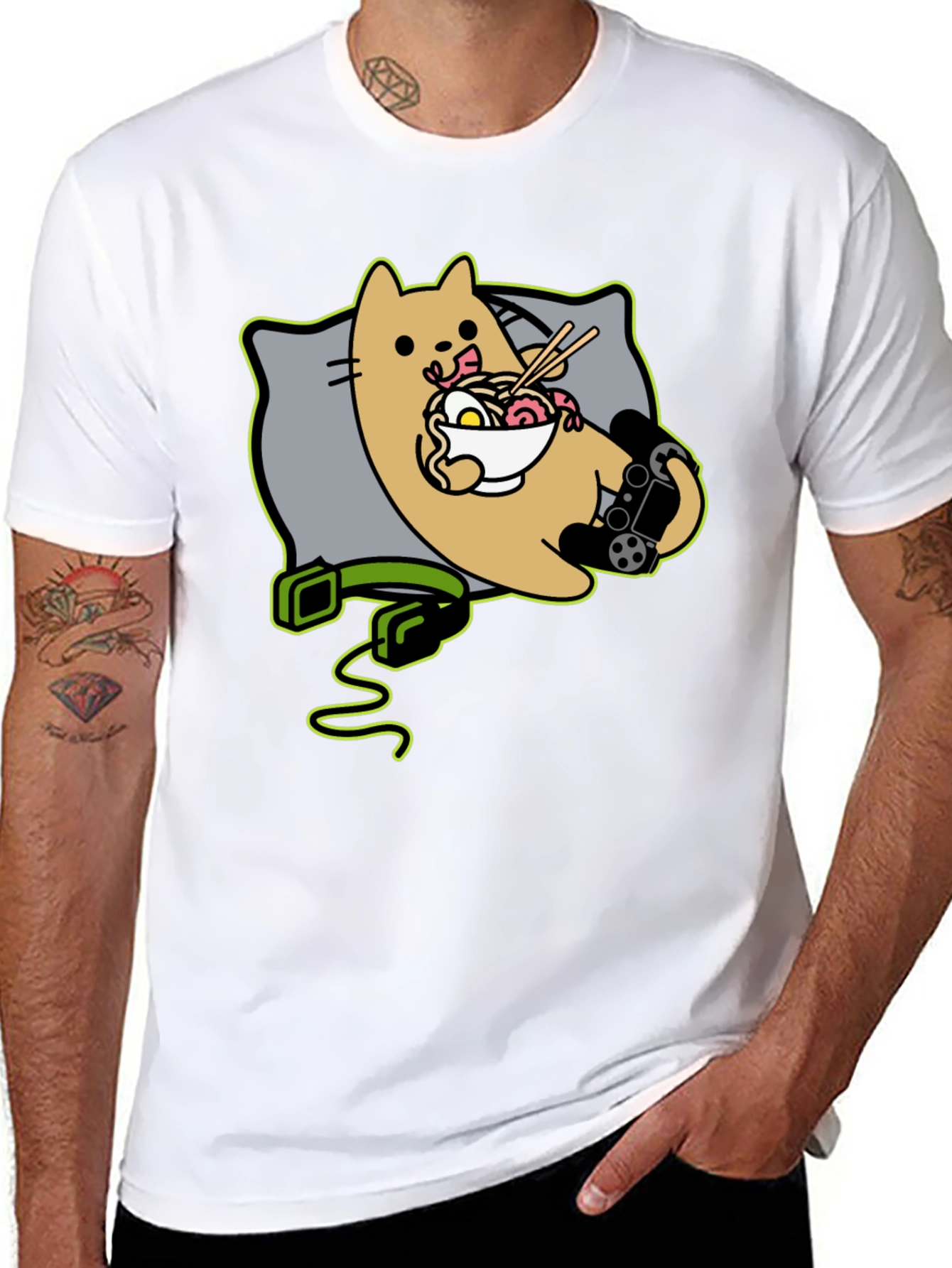 Gamer Cat Ramen T-Shirt