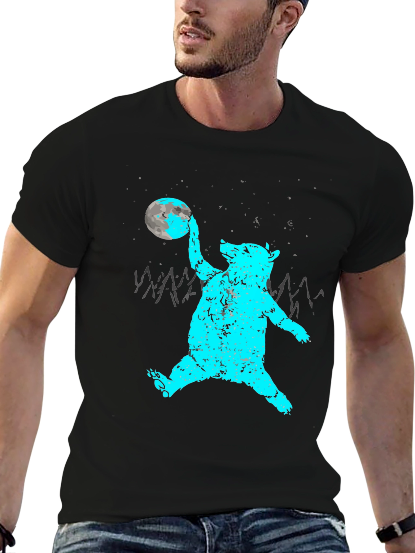 Bear Moon Graphic Tee - Black