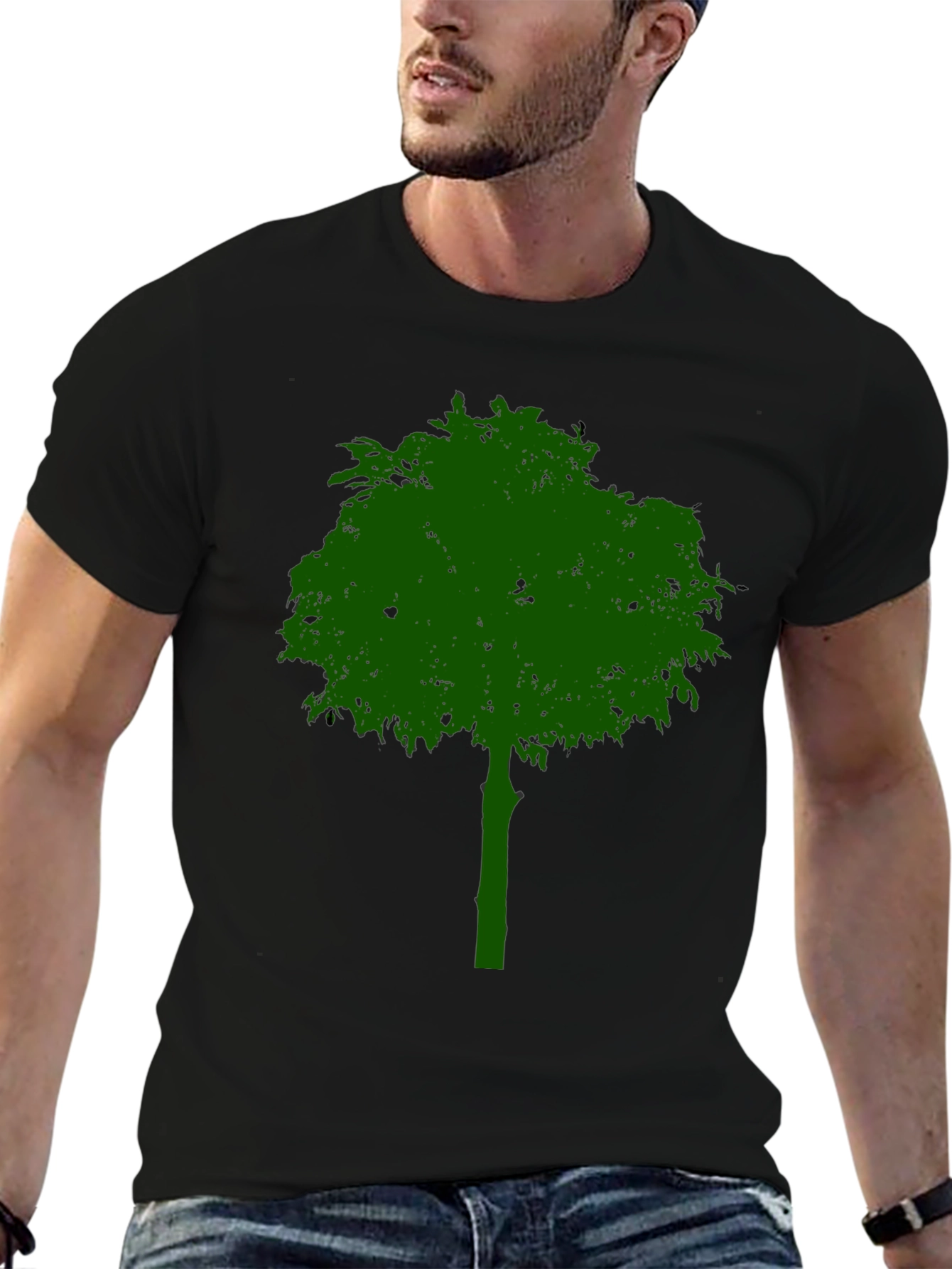 Green Tree Graphic Black T-Shirt - Nature Lover Tee