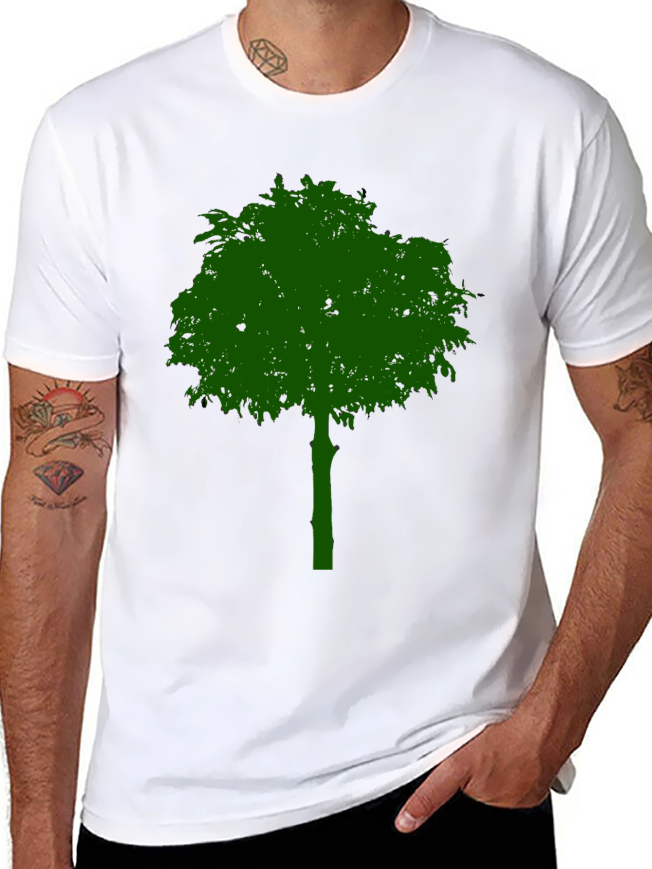 Green Tree Graphic Black T-Shirt - Nature Lover Tee