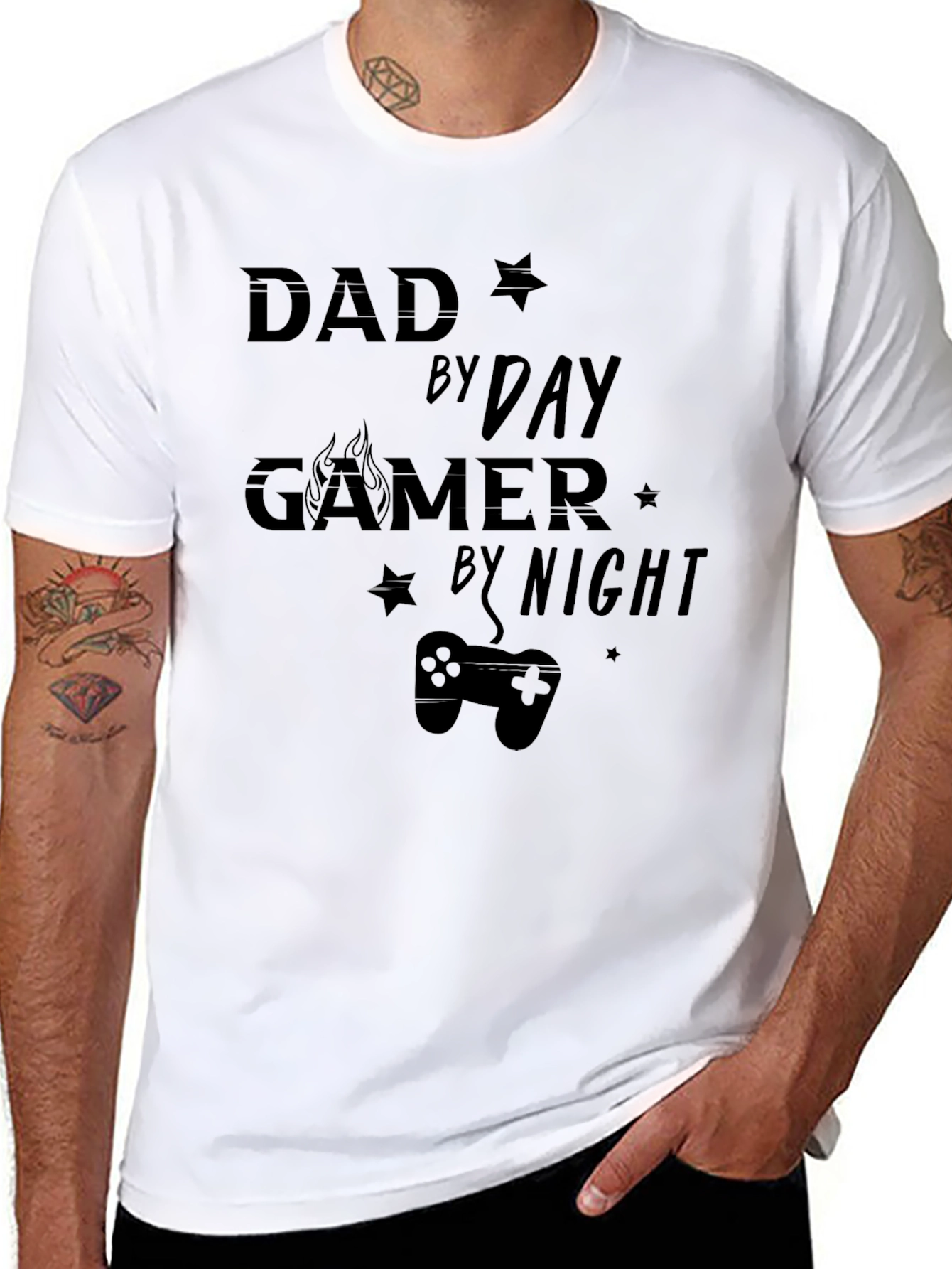 Dad By Day Gamer By Night Graphic T-Shirt