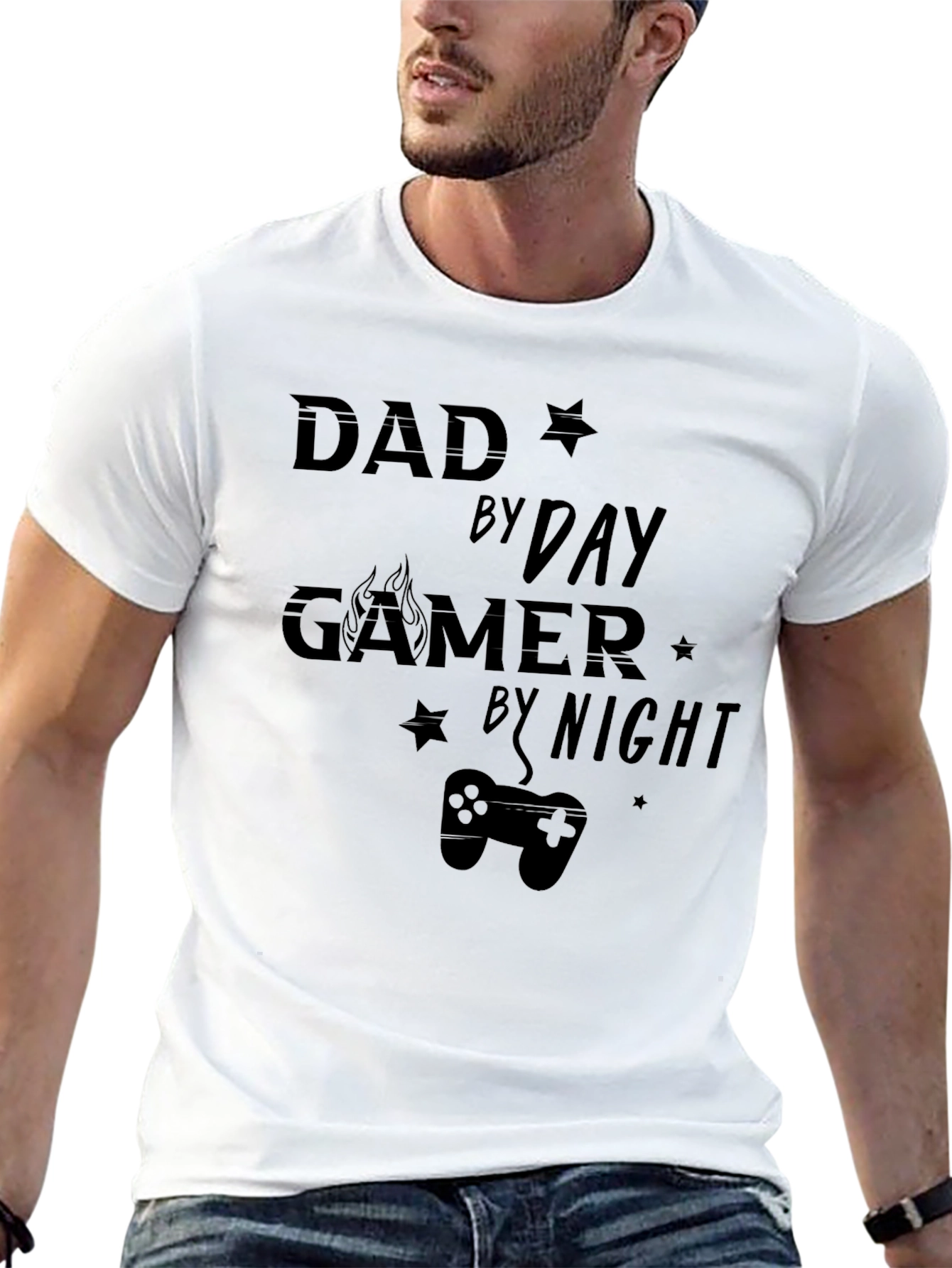 Dad By Day Gamer By Night Graphic T-Shirt