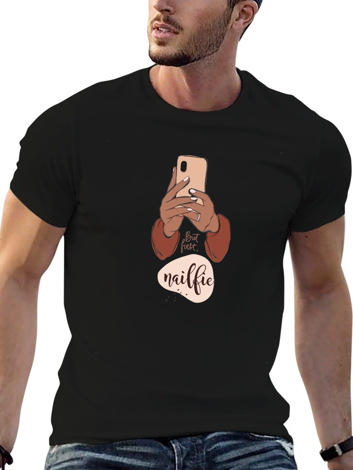 But First Nailfie T-Shirt - Trendy Graphic Tee