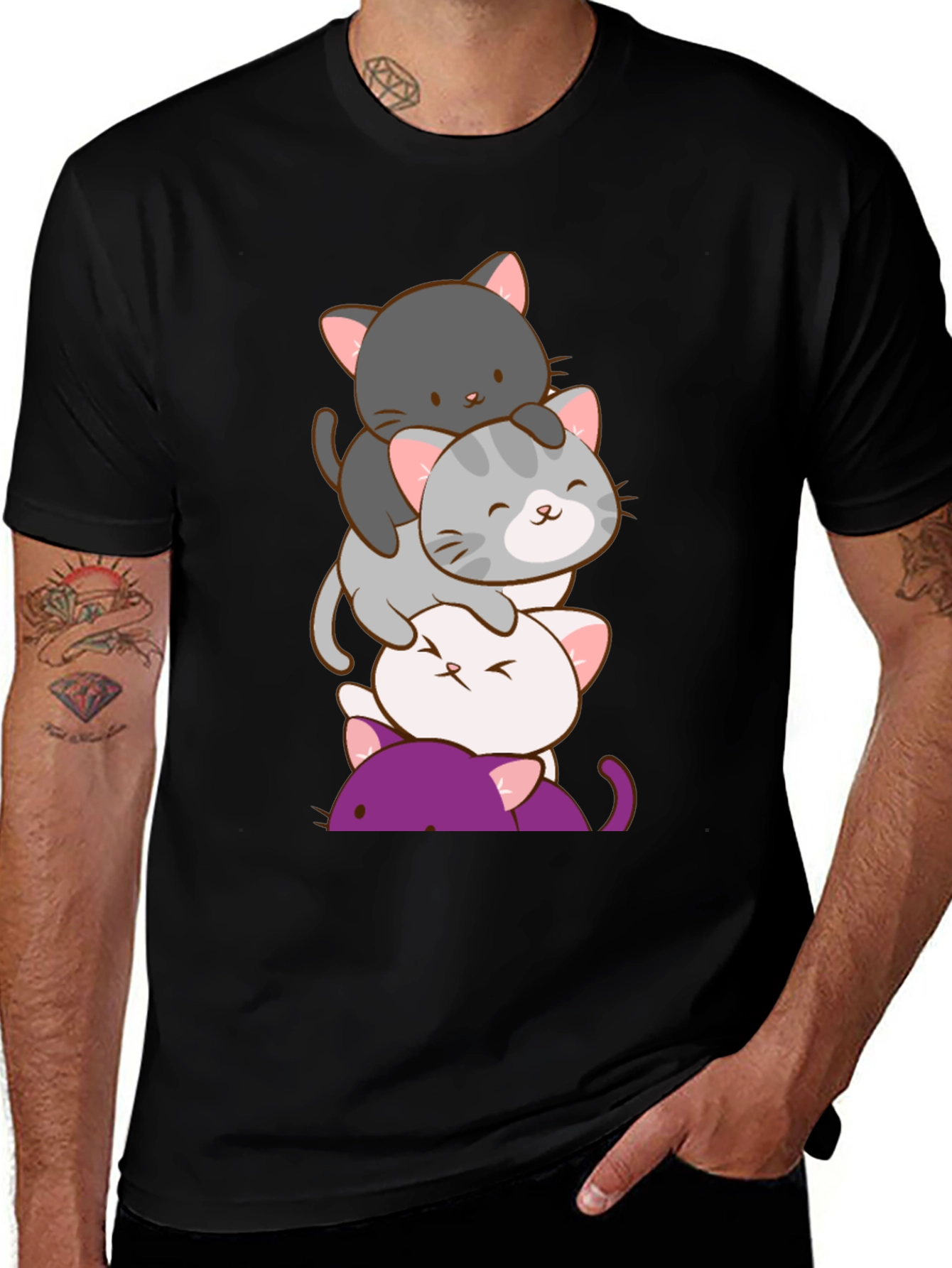 Stack of Cute Cats Graphic T-Shirt