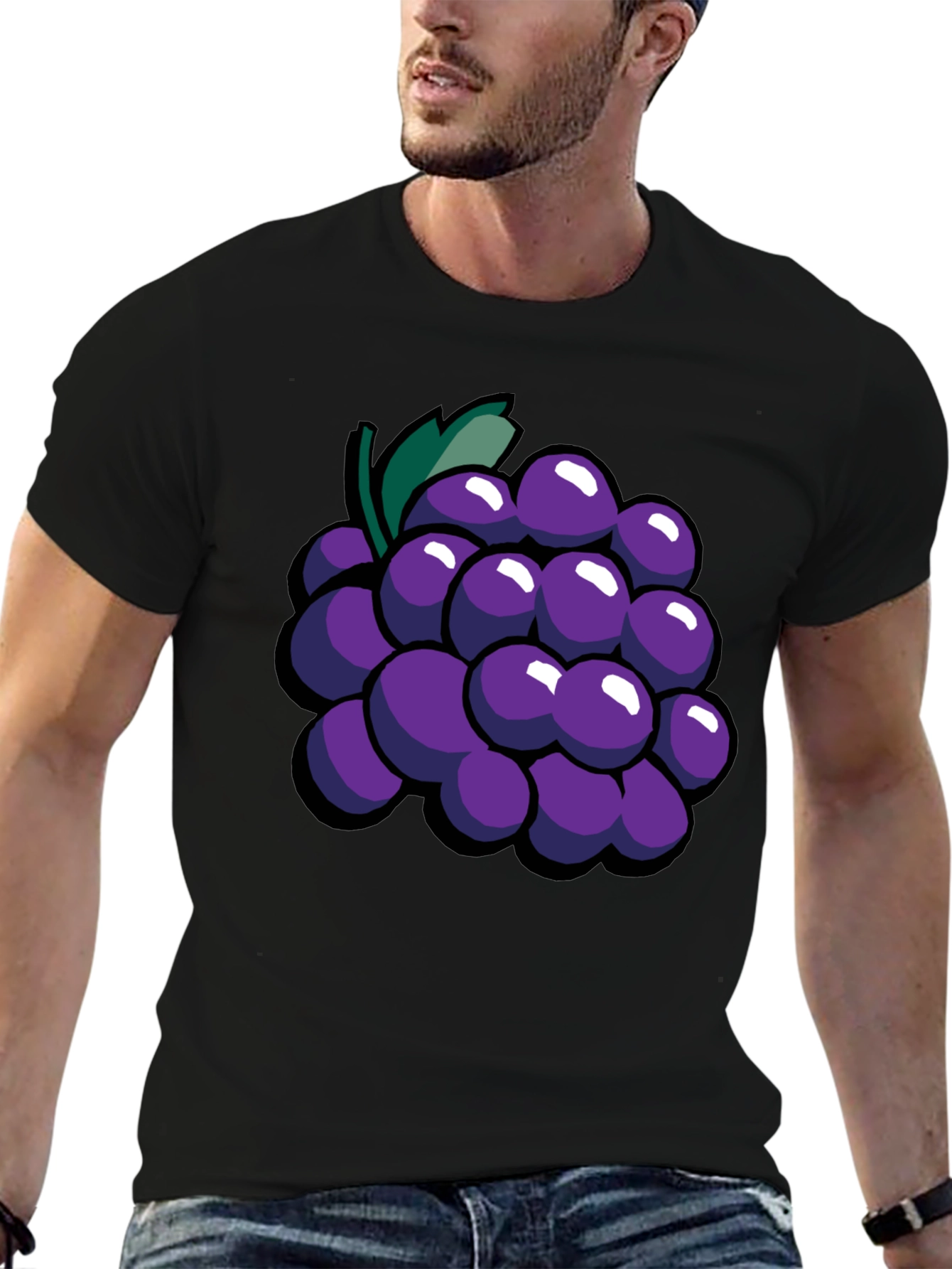 Grape Graphic Black T-Shirt - Fruit Lover Tee