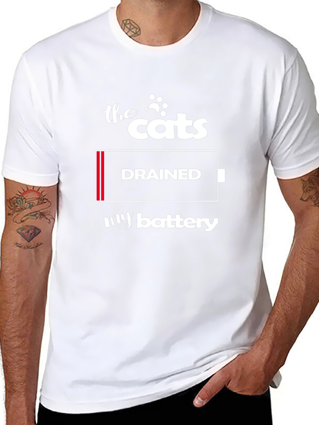 The Cats Drained My Battery Graphic T-Shirt