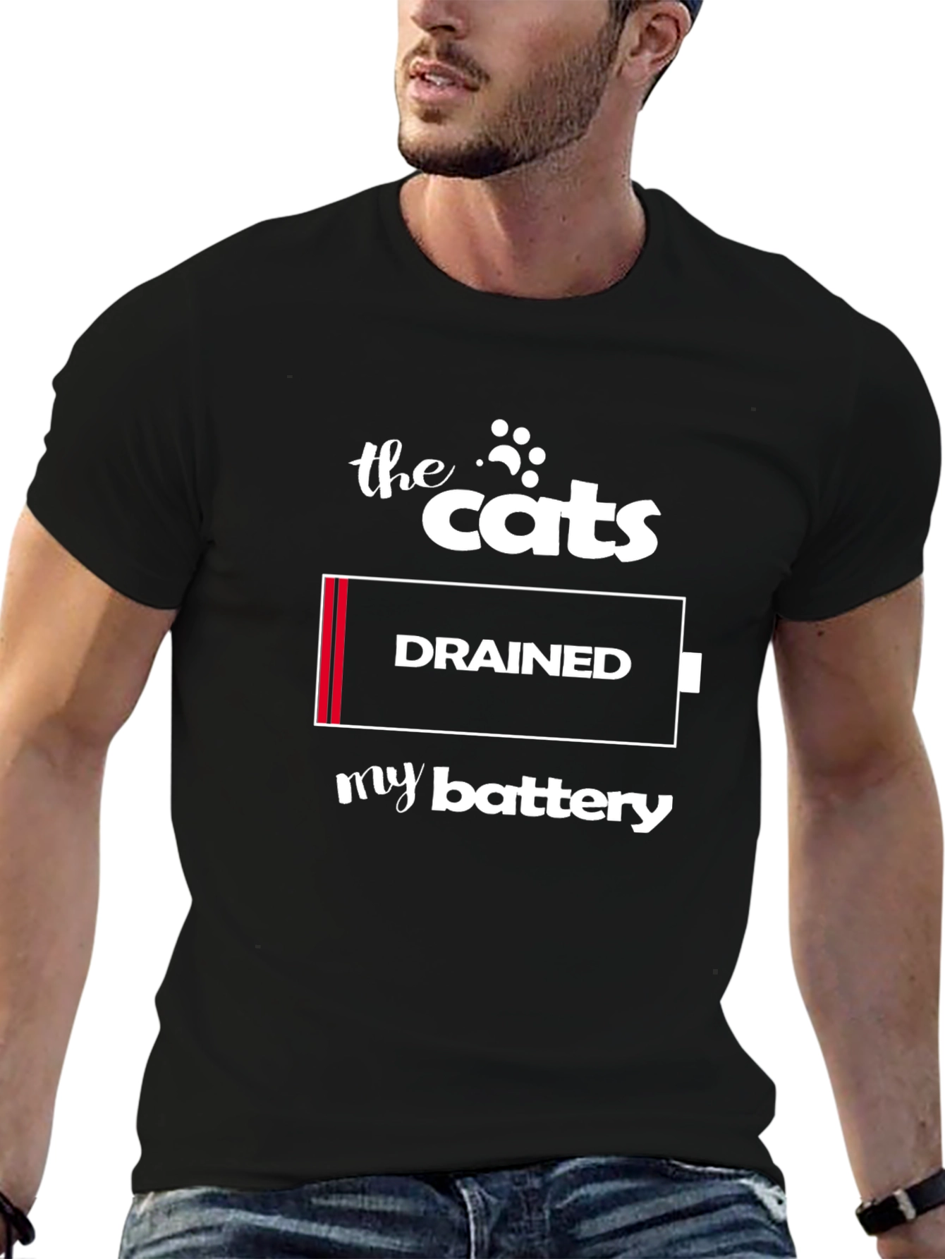 The Cats Drained My Battery Graphic T-Shirt