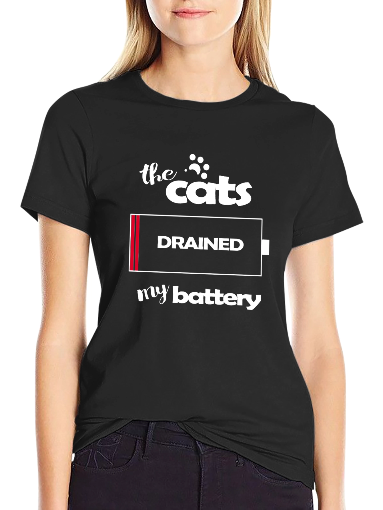 The Cats Drained My Battery Graphic T-Shirt