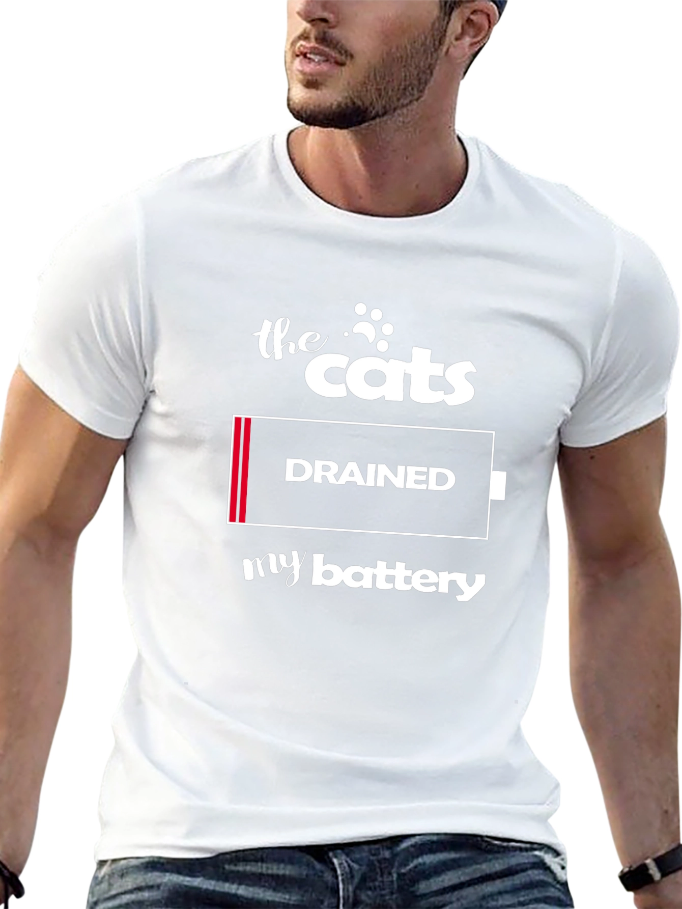 The Cats Drained My Battery Graphic T-Shirt
