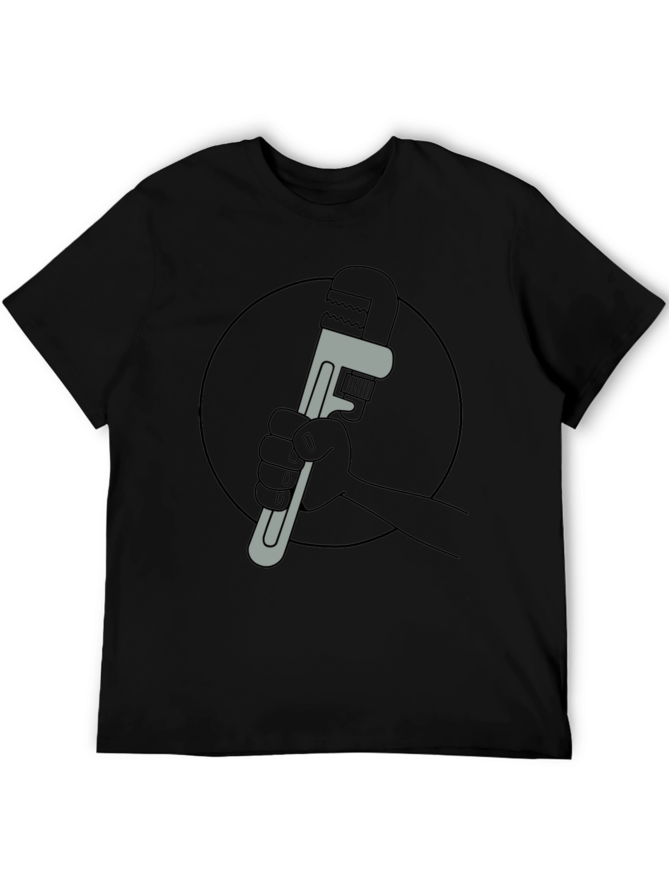 Cartoon Wrench Graphic Tee - Black